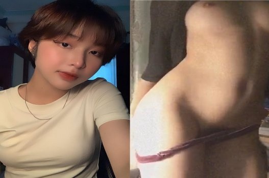 Tóc ngắn dễ thương ngậm cu chặt